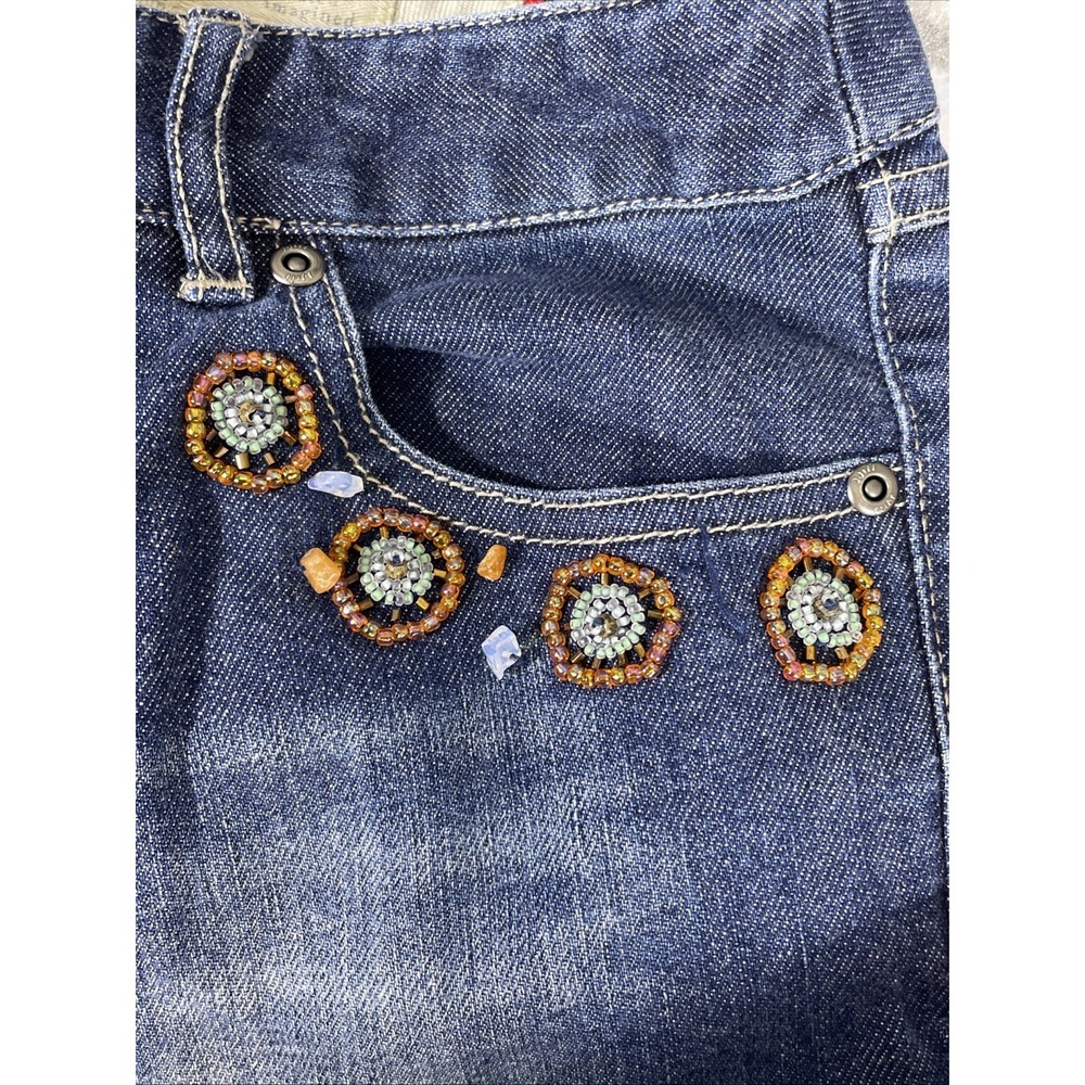 J Jill Re Crafted Jeans Womens Size 10 Stretch Vintage Wide Leg Bedazzled